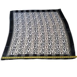 ROMA Scarf All Over Print Square Light Weight and Silky Black White 39" x 39"